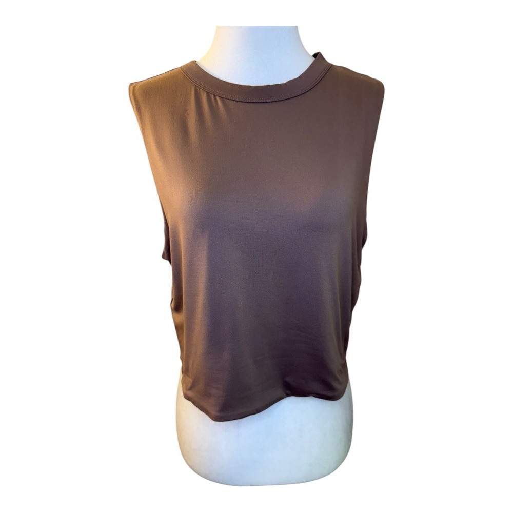 NEW Naked Wardrobe Crop Top Muscle Tank Sleeveless Casual Brown Top‎ 1X NWT